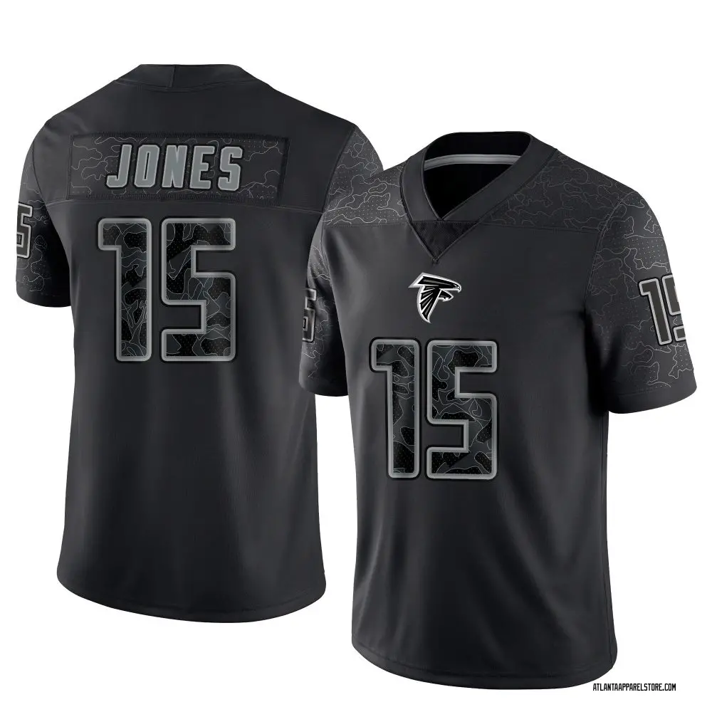 Emory Jones Men's Limited Black Atlanta Falcons Reflective Jersey