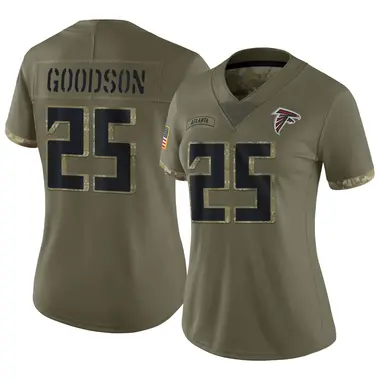 Tyler Goodson Women's Limited Olive Atlanta Falcons 2022 Salute To Service Jersey